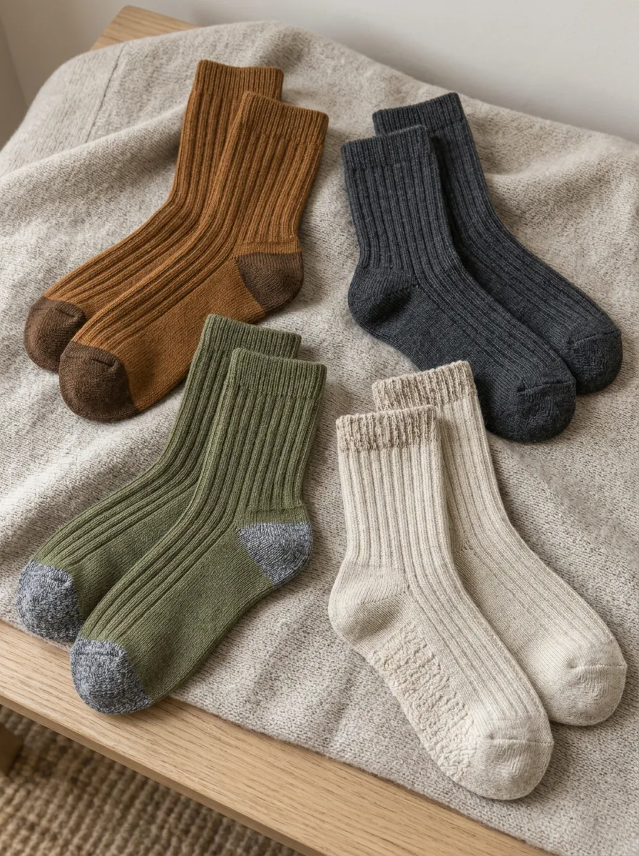 Men's Casual Earth Tone Ribbed Knit 4-Pack Crew Socks