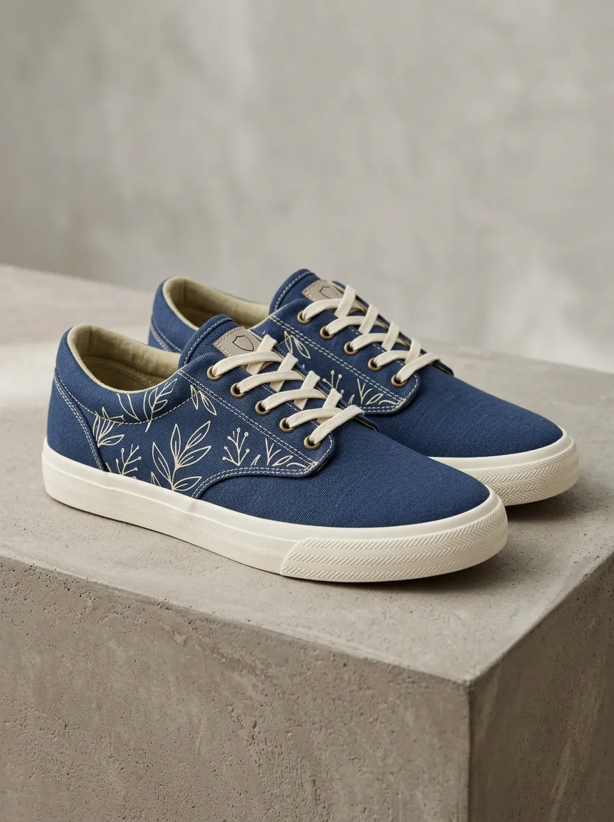 Comfort Botanical Leaf Finish Men's Canvas Shoes