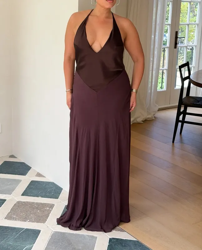 Chocolate Halter Maxi Dress