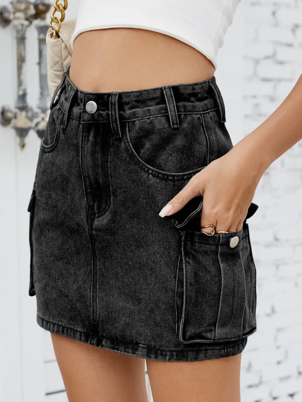 Denim Cargo Skirt