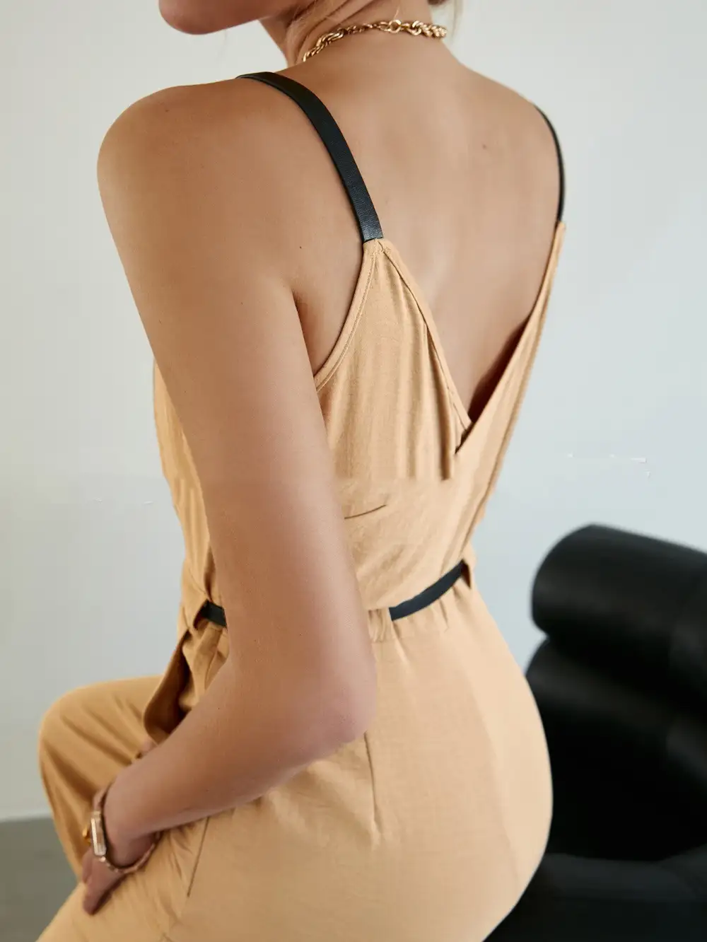 Elegance Printed Sleeveless Waist-Tie Jumpsuit