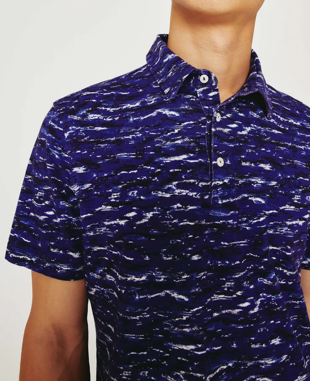 Men's Short Sleeve Self Collar Cotton Jersey Polo Shirt