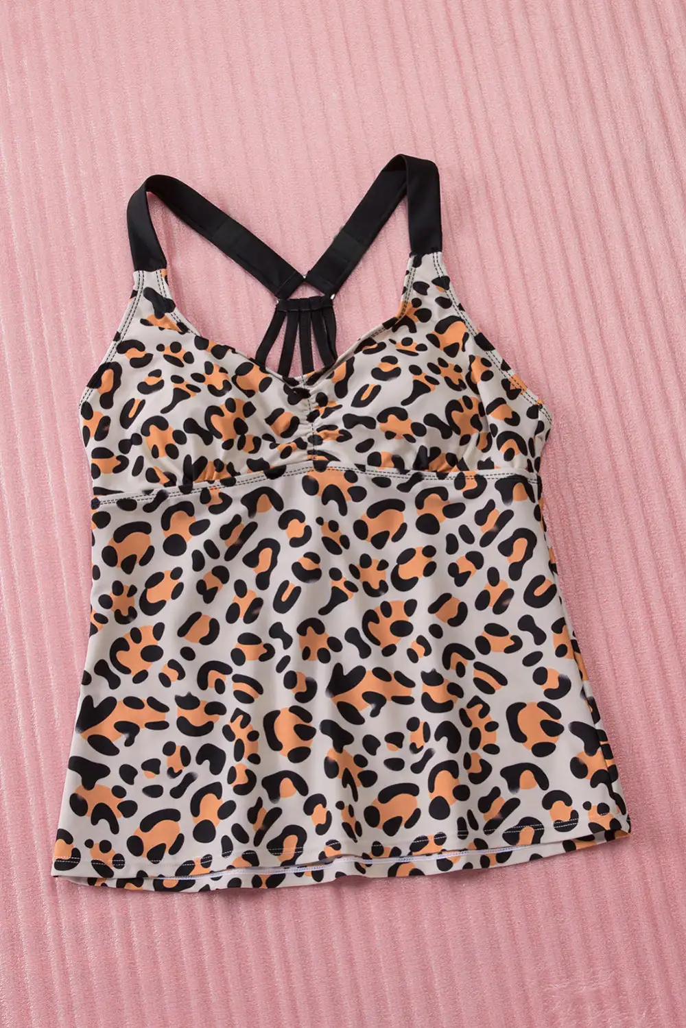 Swimwear Geometric Leopard Abstract Backless Sheath Active Bikinis Tops