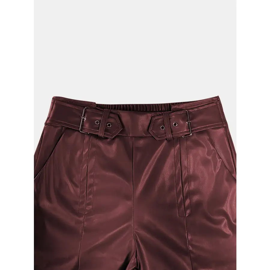 Half Elastic Waist Wide Leg Pants