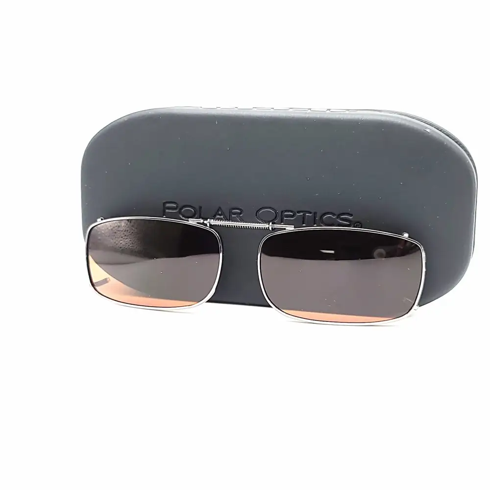 50mm Rectangular Polarized Clip-On Sunglasses with Hard Case