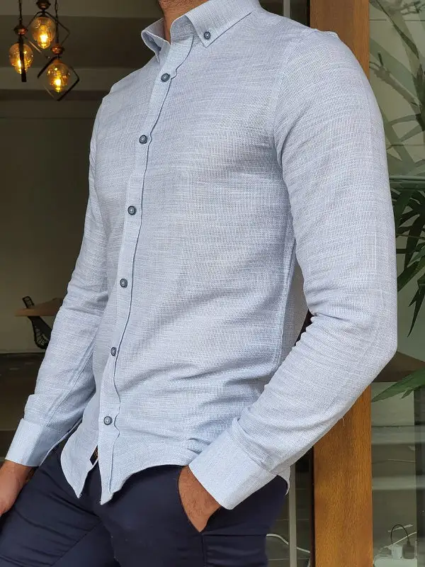 Long Sleeve Slim Fit Linen Casual Shirt