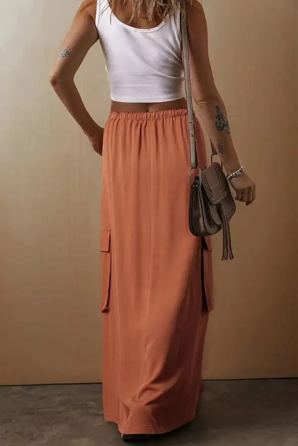 Drawstring Pocket Detail Skirt