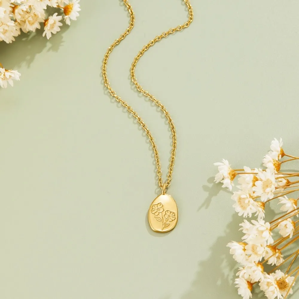 Engraved Wildflower Necklace