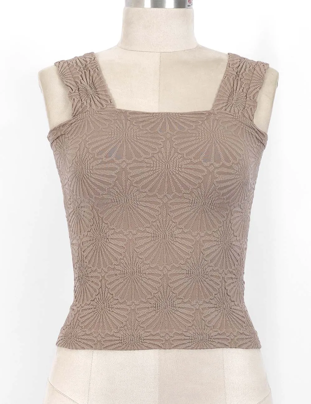 Pattern Square Neck Crop Tank Top