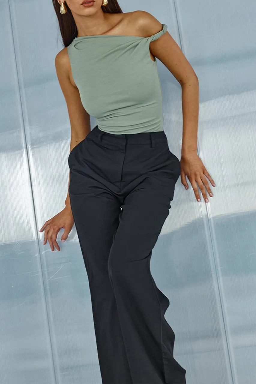 One Shoulder Sleeveless Fitted Crop Top