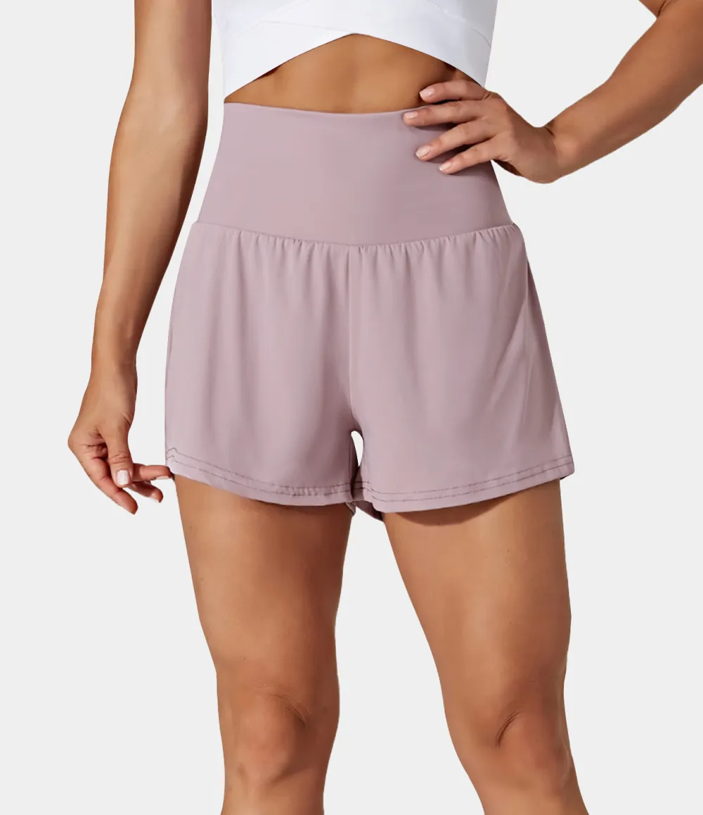 2026🔥  Super High Waisted Back Pocket & Side Hidden Pocket 2-in-1 Yoga Shorts 2.5