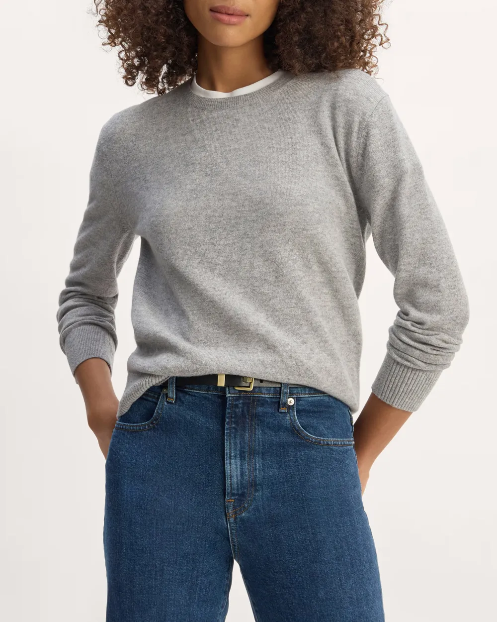 The Light Heather Grey Classic Crew in Cashmere