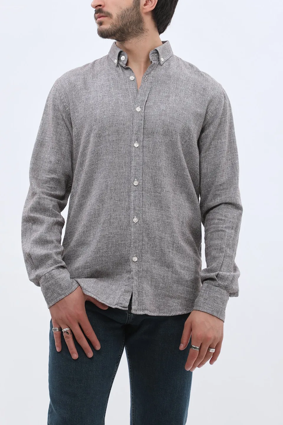 Long Sleeve Cotton Men's Button Down Shirt