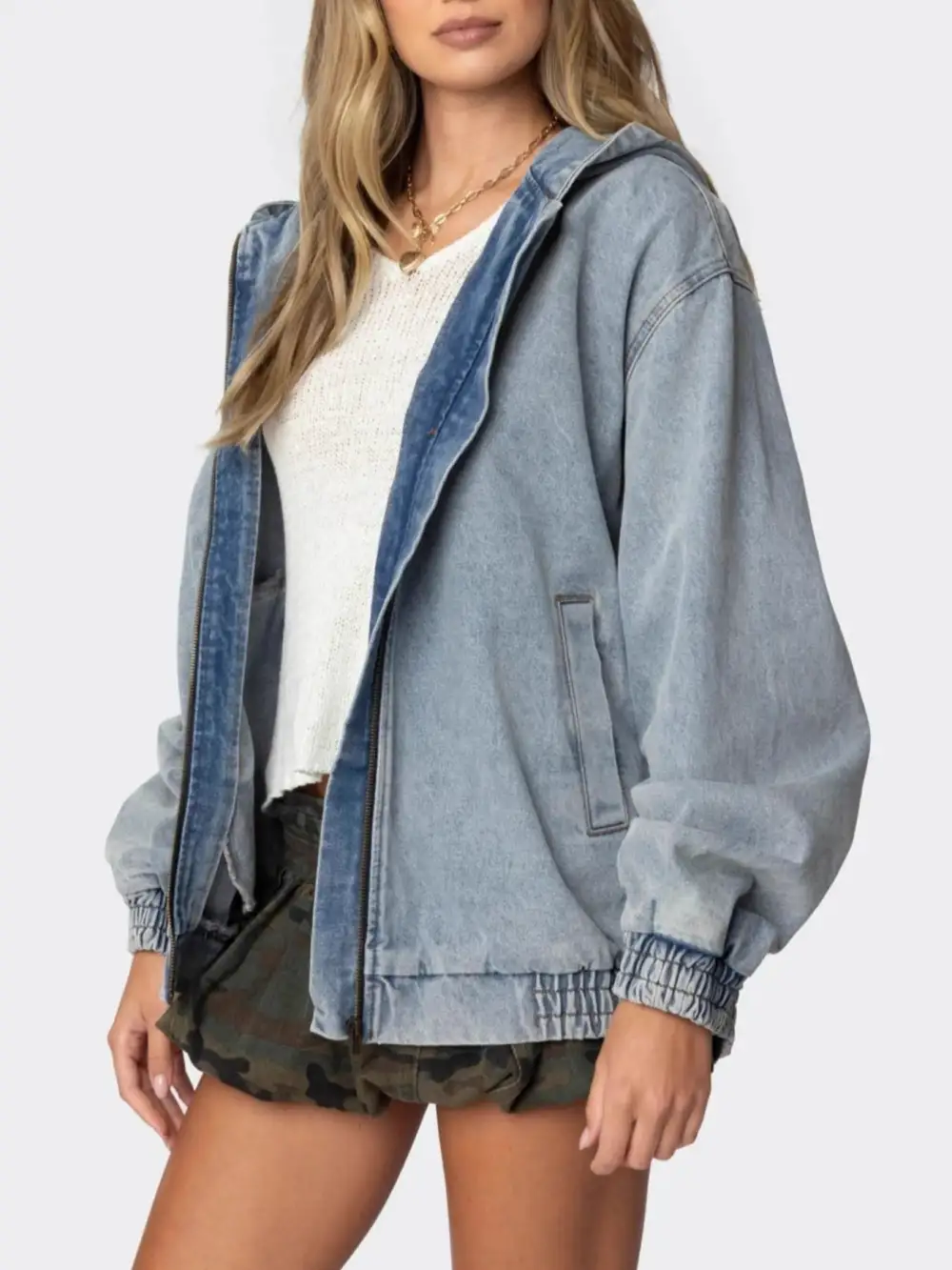 Hooded Oversized Zip Up Jacket