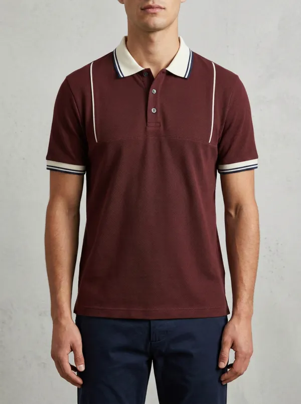 Men's Modern Smart Casual Contrast Trim Polo Shirt