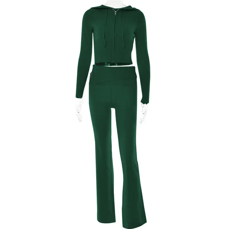 Sporty Zipper-Front Hooded High-Waist Jumpsuit