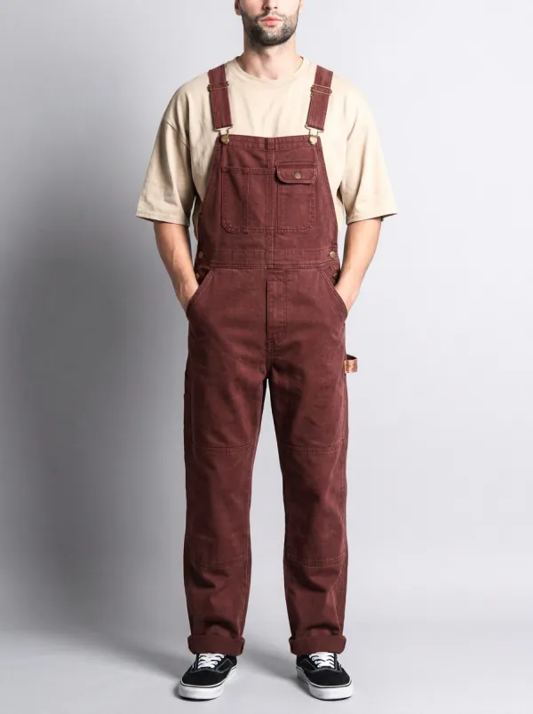 Men's Casual Olive Green Cotton Canvas Utility Overalls