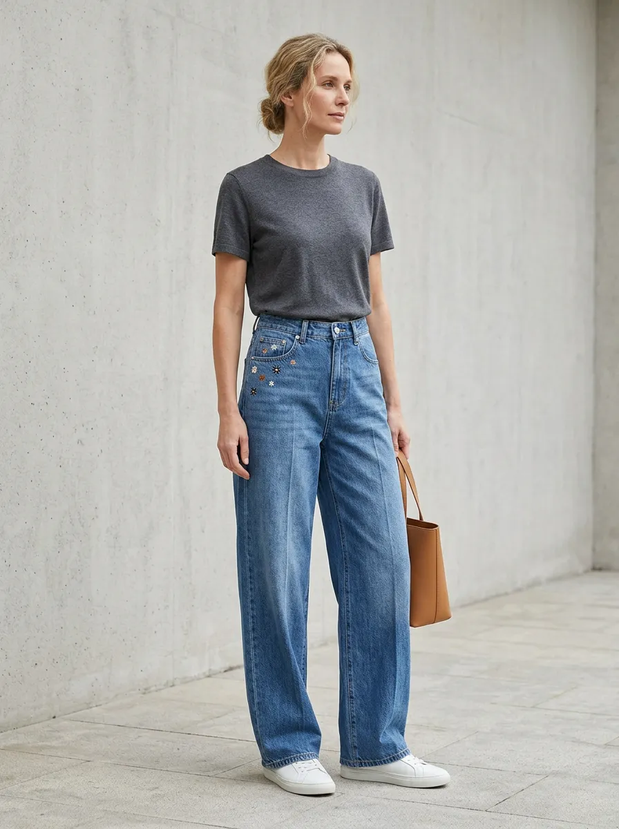 Women's Wide Leg Casual Denim Jeans