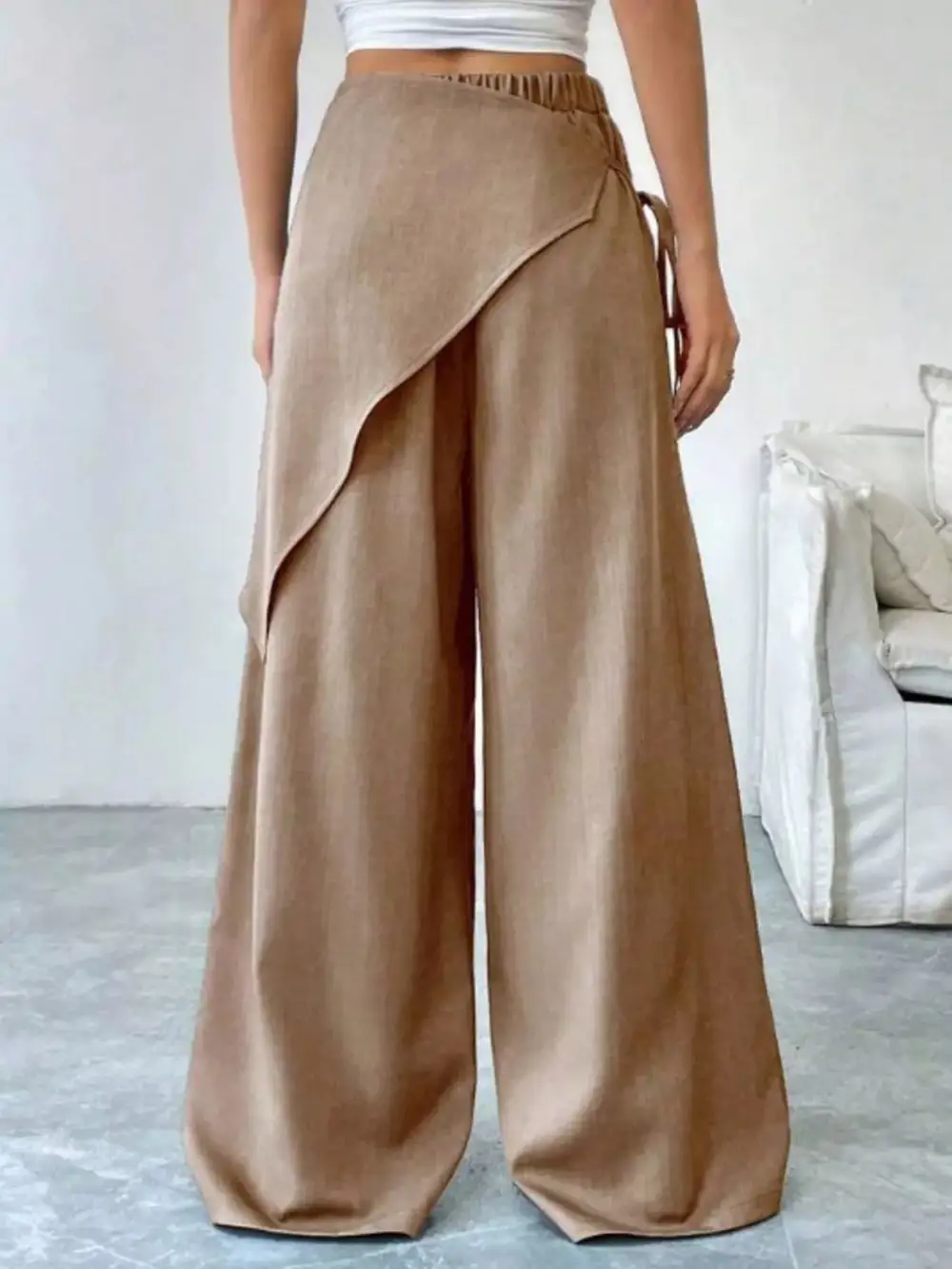 Wrap Front Wide Leg Pants