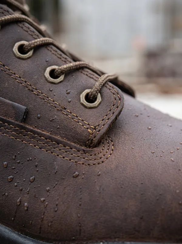 Men's Leather Brown Waterproof Construction Printed Work Boots