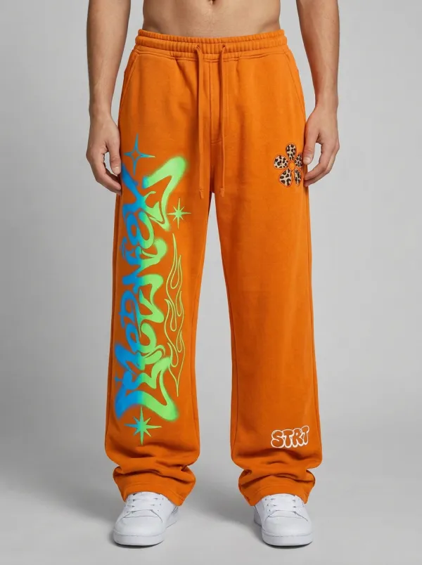 Unisex Contemporary Streetwear Graffiti Floral Leopard Sweatpants
