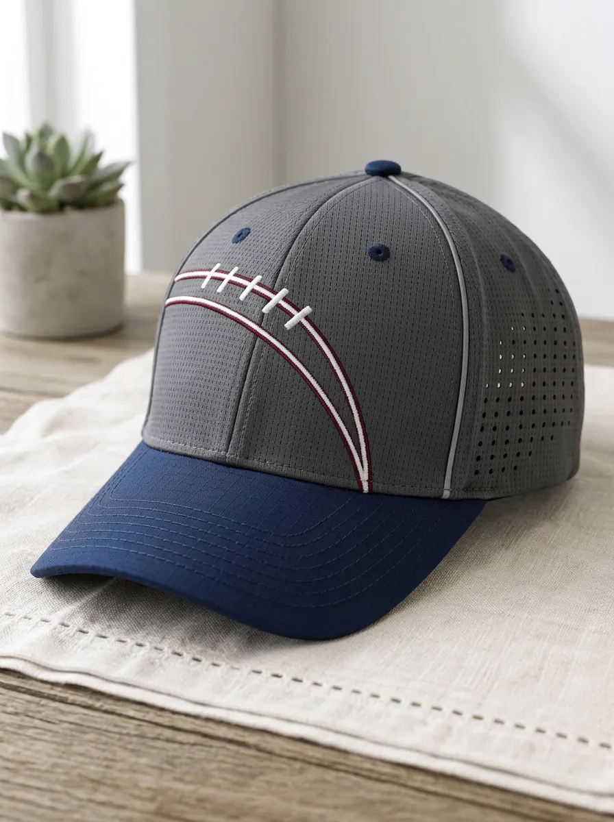Men's American Football Fan Grey Blue Embroidered Baseball Cap