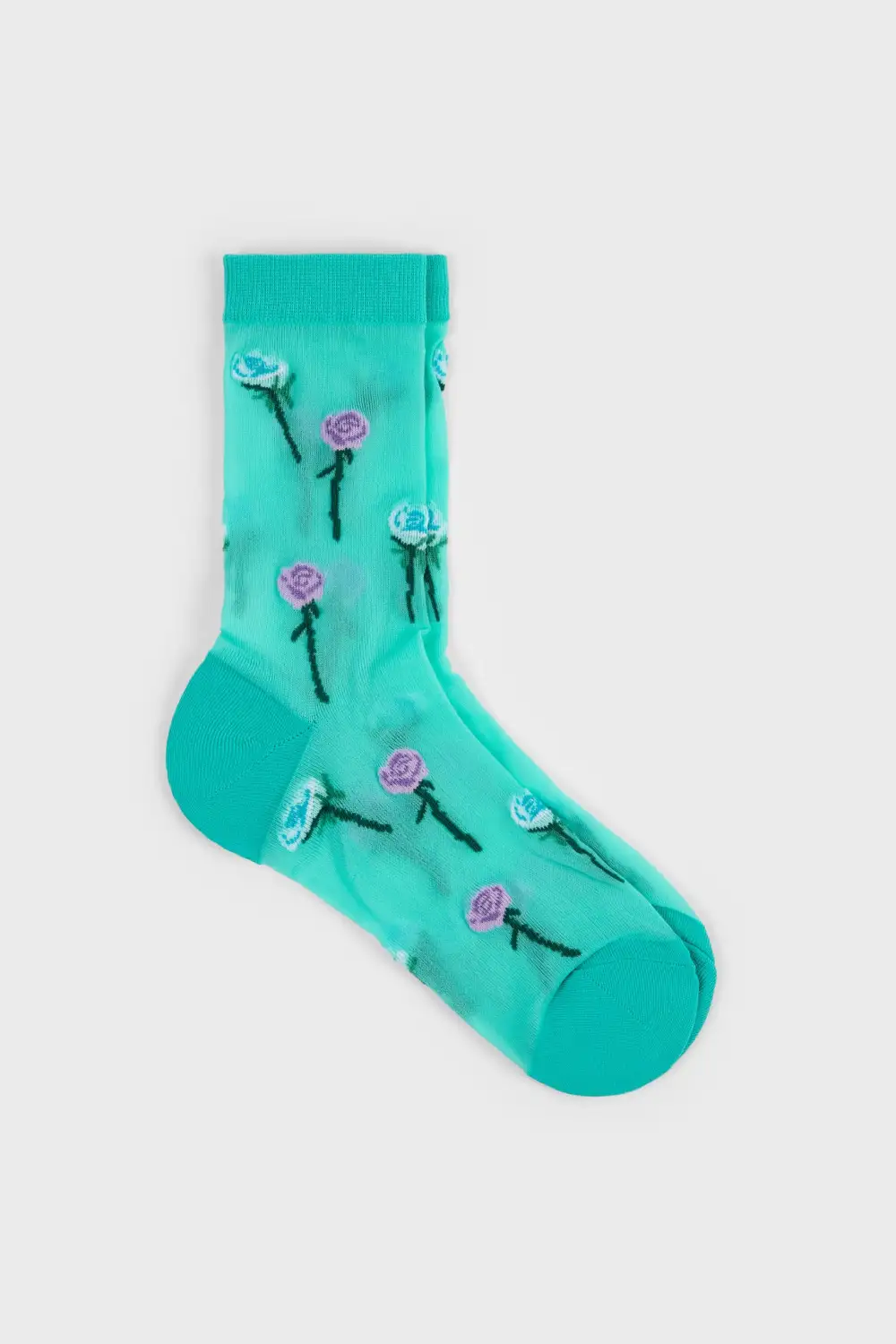 Refined Stemmed Roses Sheer Socks
