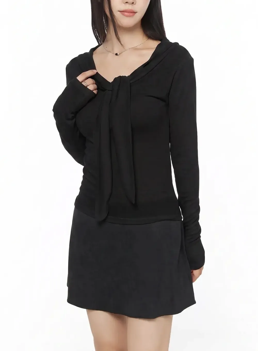 Long Sleeve Top and Tie Neck Set