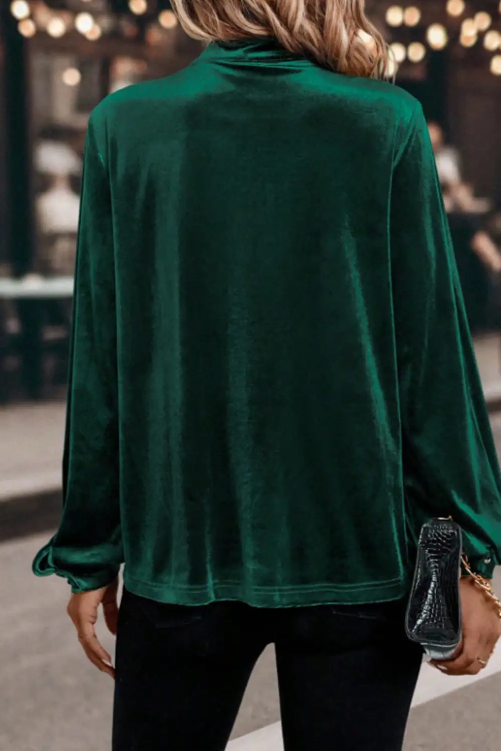 Women's Velvet Keyhole Long Sleeve Top