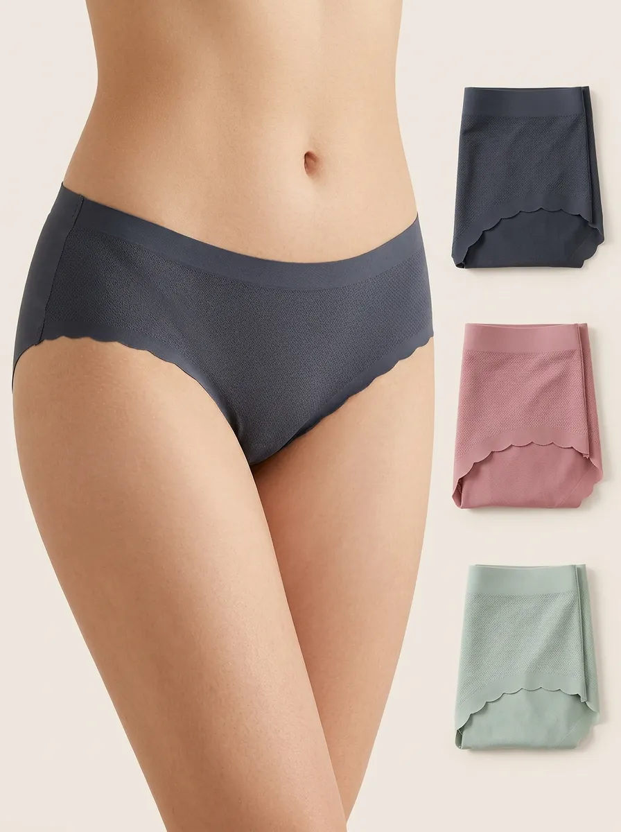Women's Modern Scalloped Edge Seamless Three-Pack Panties