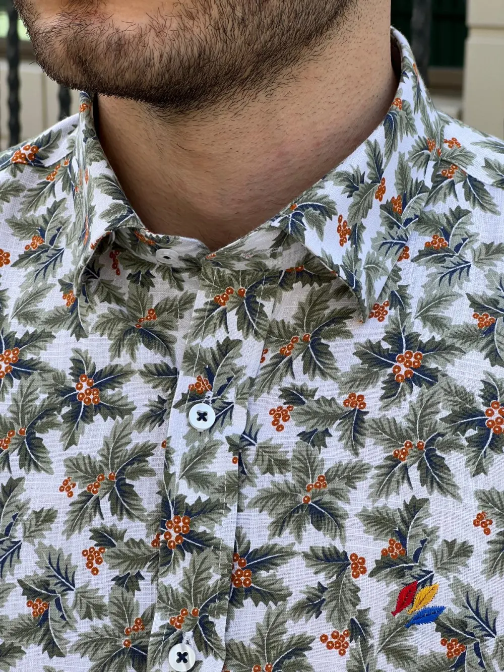 Refined Patterned Slim Fit Cotton Casual Shirt