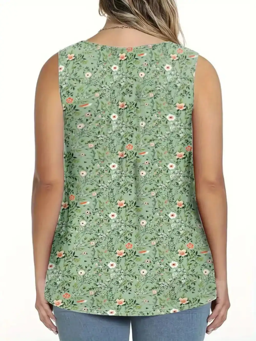 Full Size Button Detail Tank Plus Size