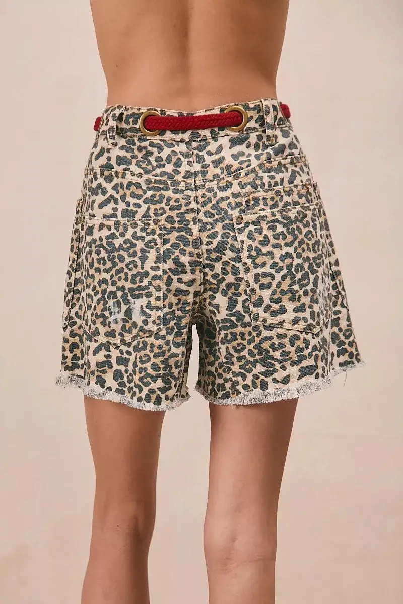 Drawstring Raw-Hem Pocketed Cotton Casual Shorts