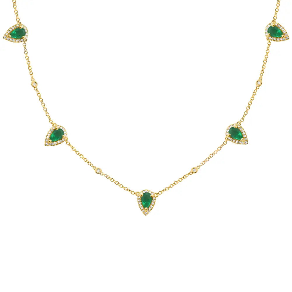 Contemporary Diamond Emerald Necklace