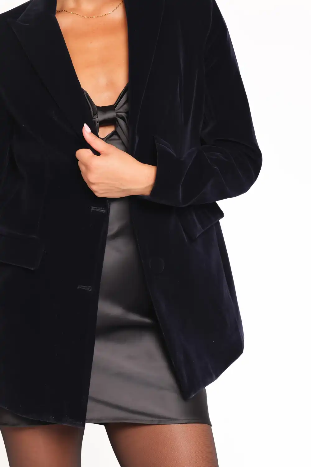 Modern Notched Collar Velvet Blazer