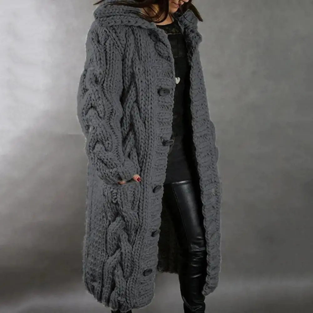 Oversized Cable Knit Button Cardigan