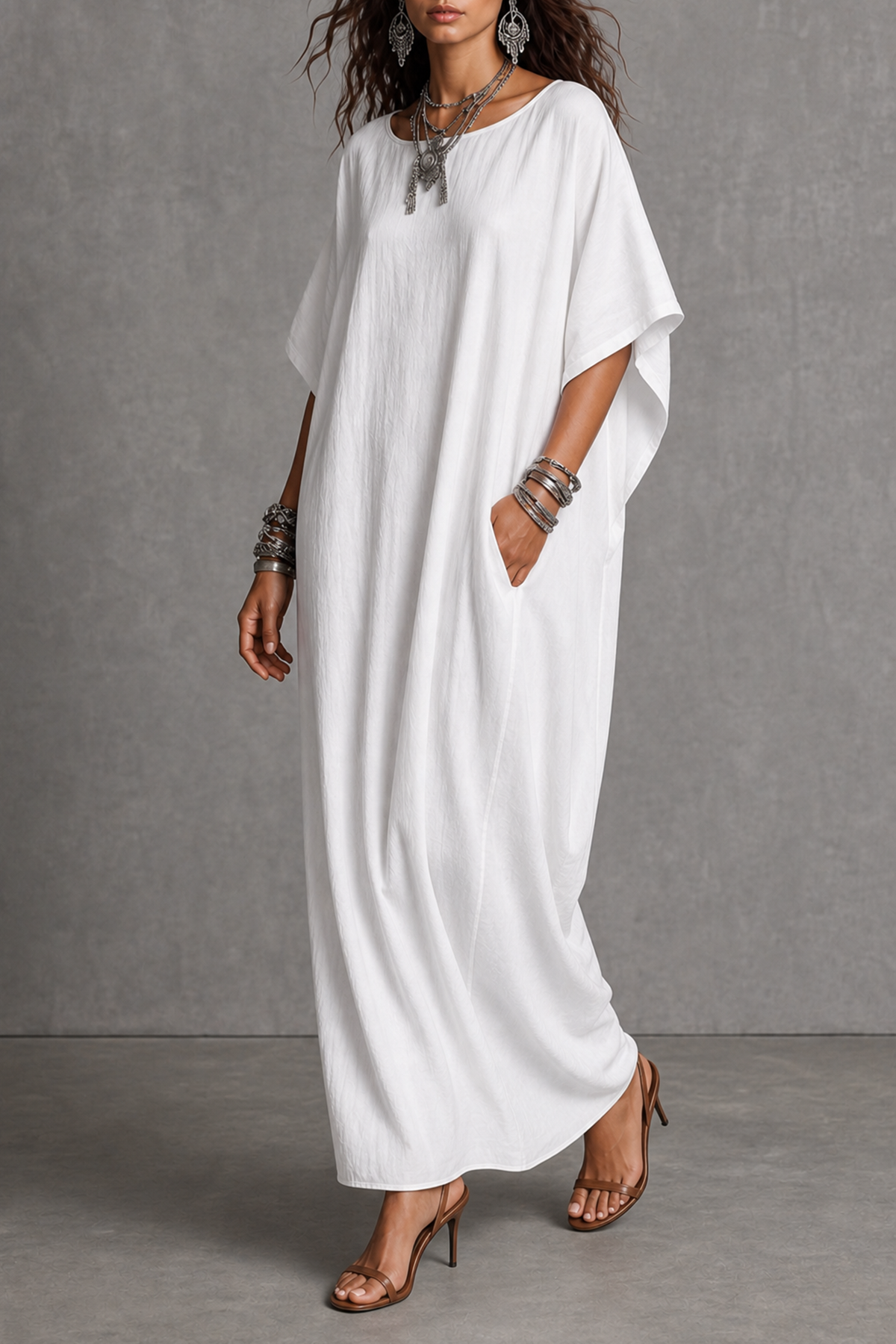 Modern Batwing Sleeve Maxi Dress