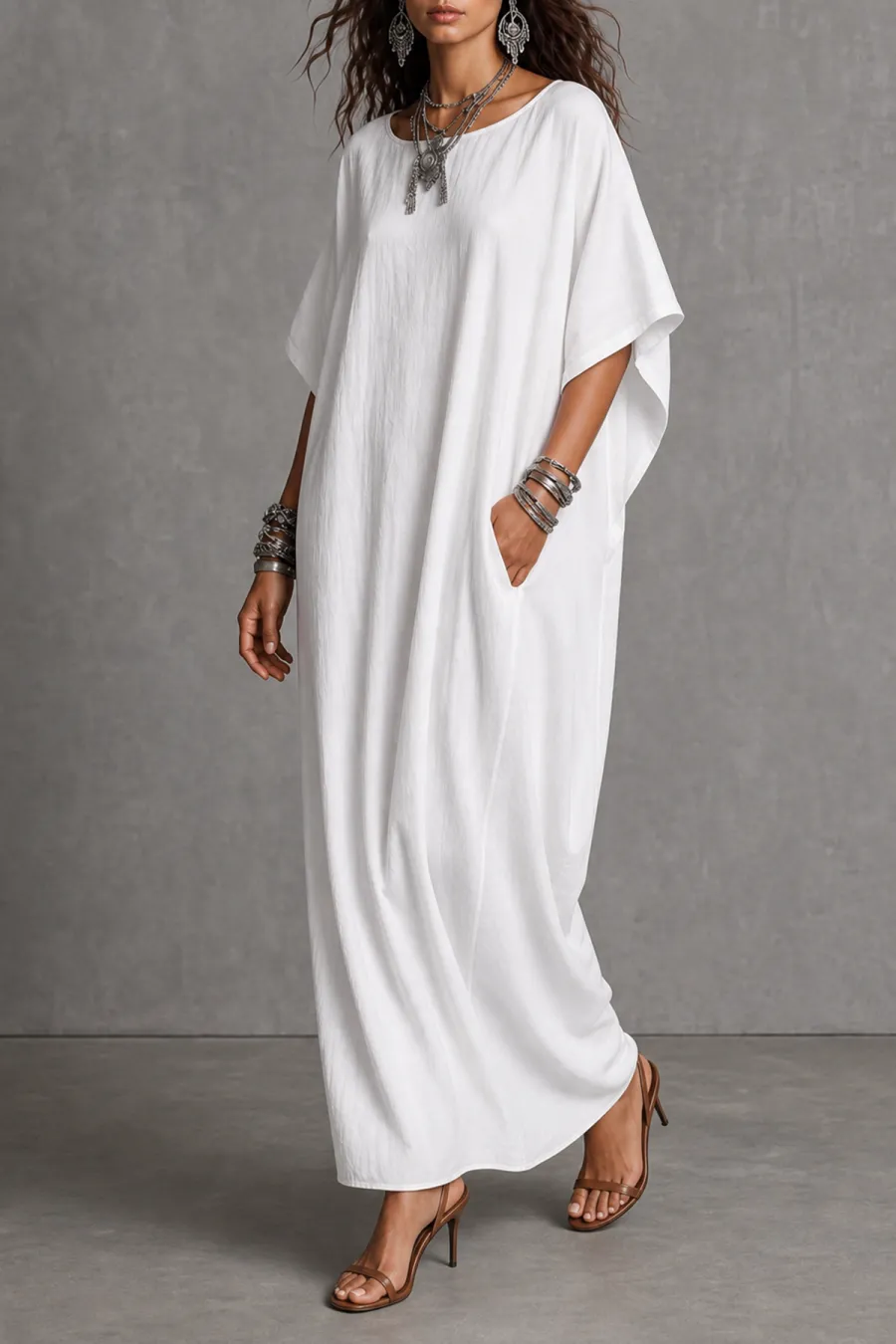 Modern Batwing Sleeve Maxi Dress