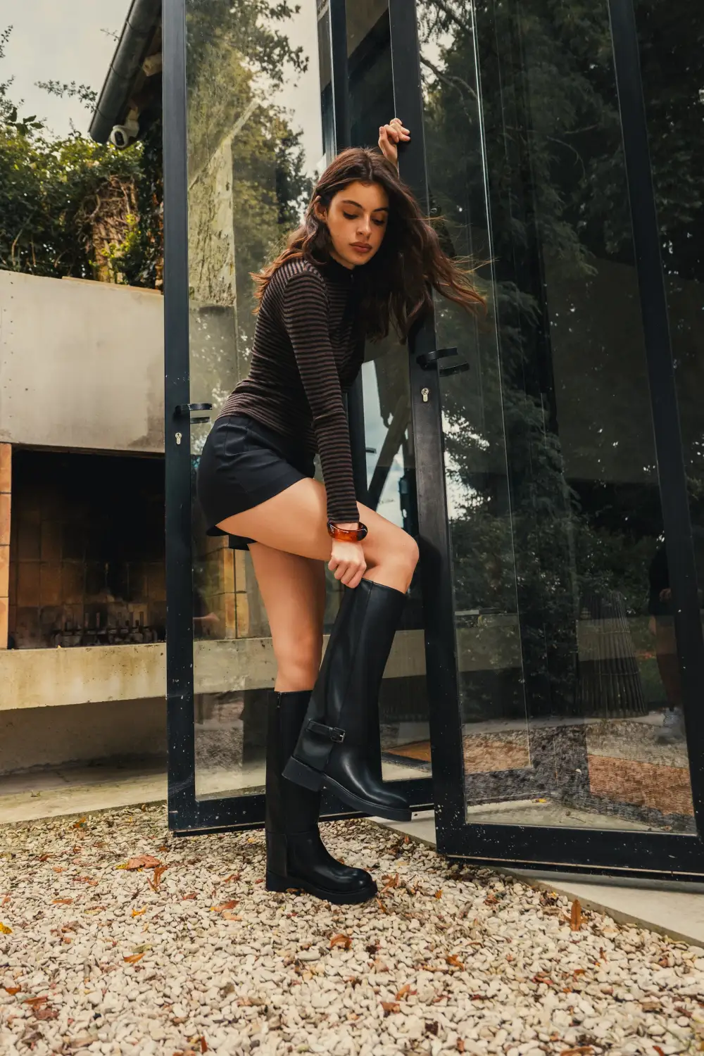 Minimal Strap Detail Riding Boots