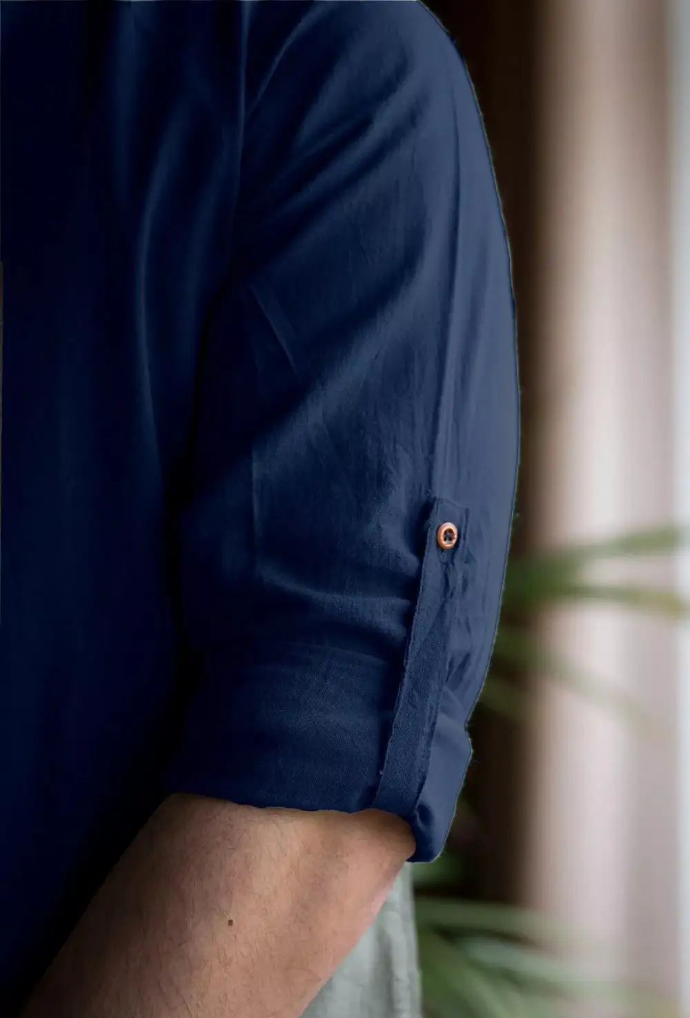 Mandarin Collar Grandad Collar Long Sleeve Casual Shirt