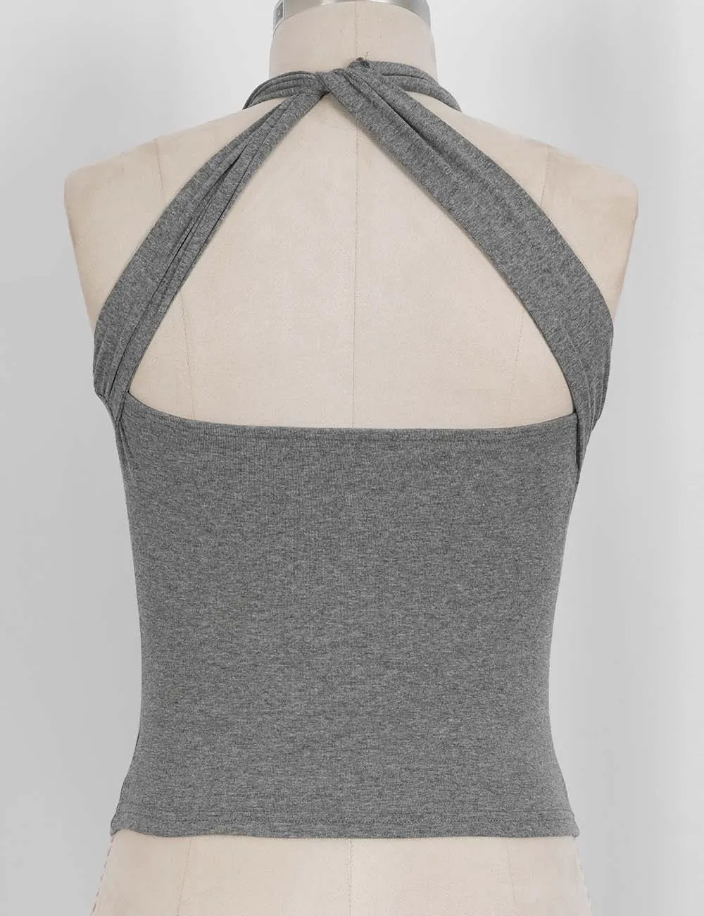 Chic Metal Stud Halter Neck Sleeveless Top
