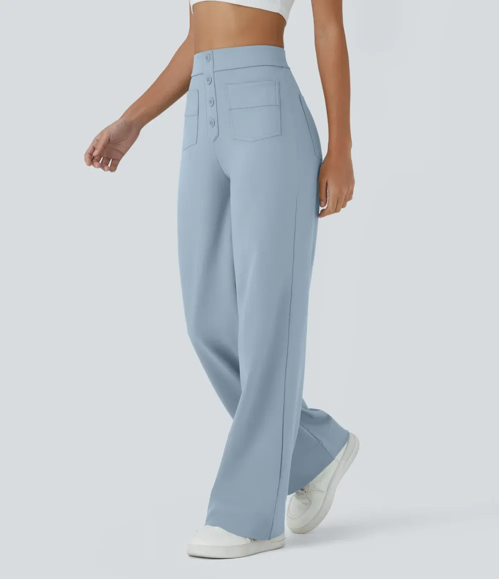 DayStretch High Waisted Pockets Straight Leg Casual Pants