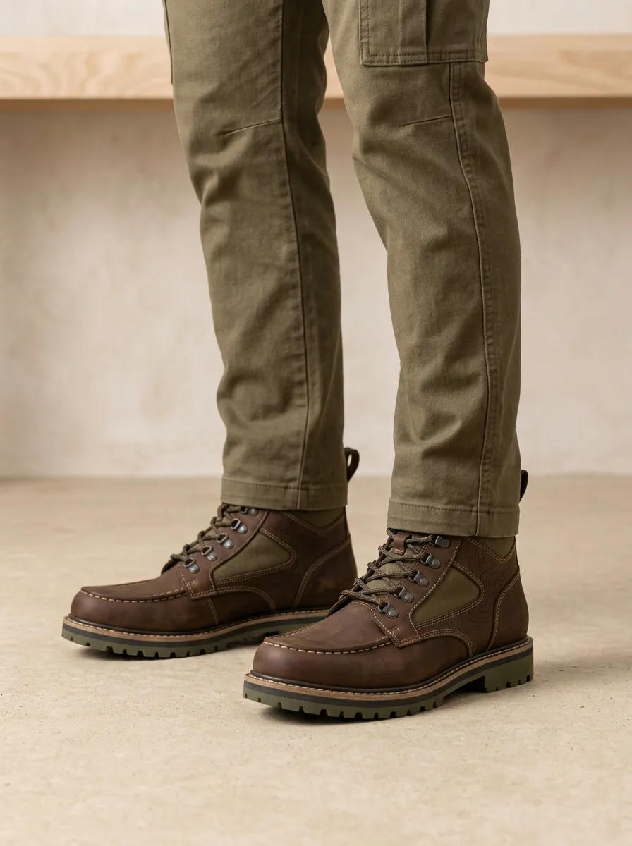 Men's Hiking Topographic Pattern Work Boots