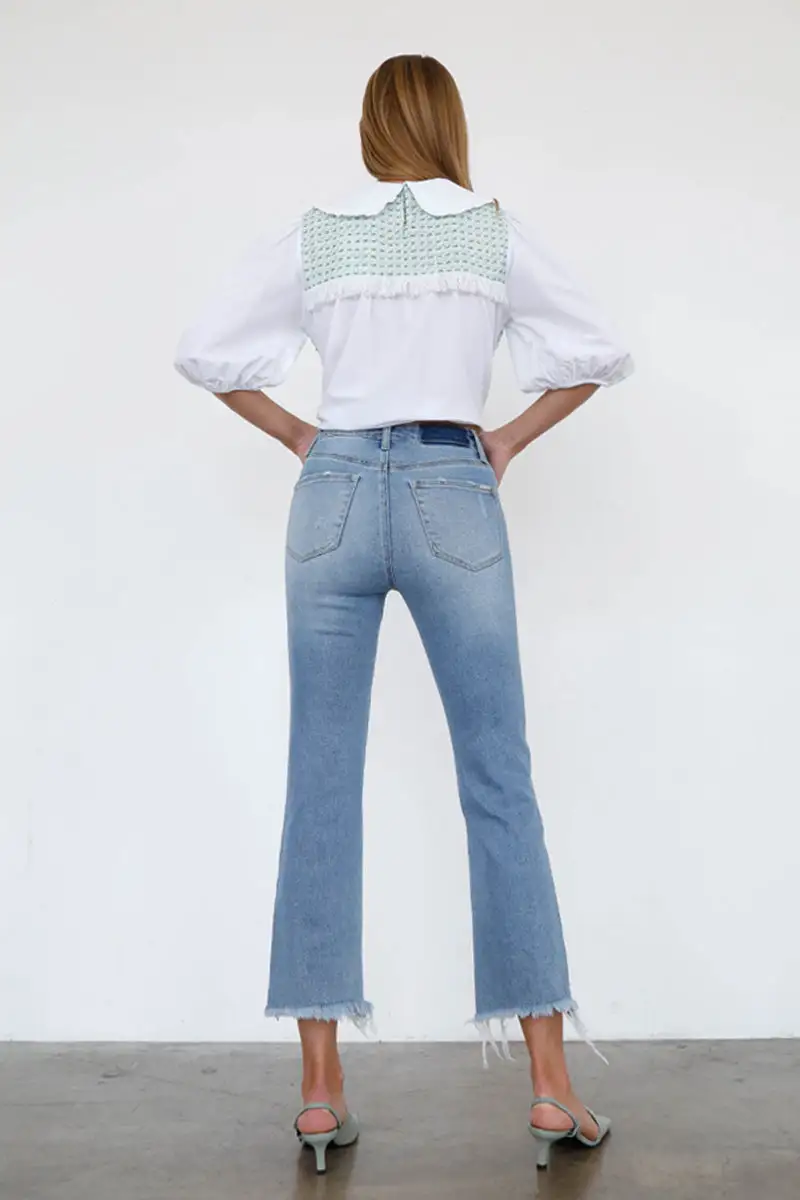 Relaxed Mid Rise Cropped Bootcut Jeans