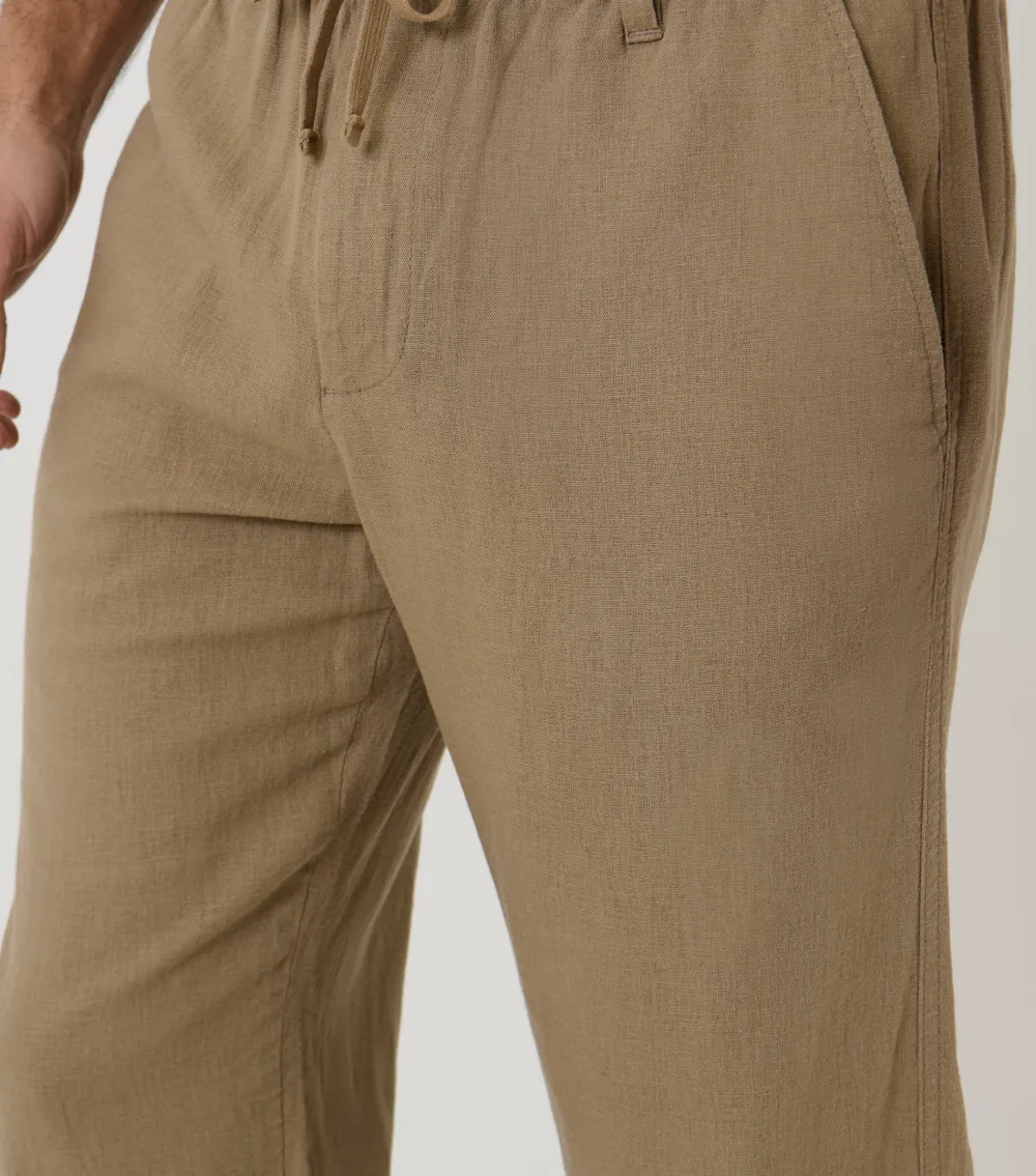 Men's Taupe Linen Blend Pants