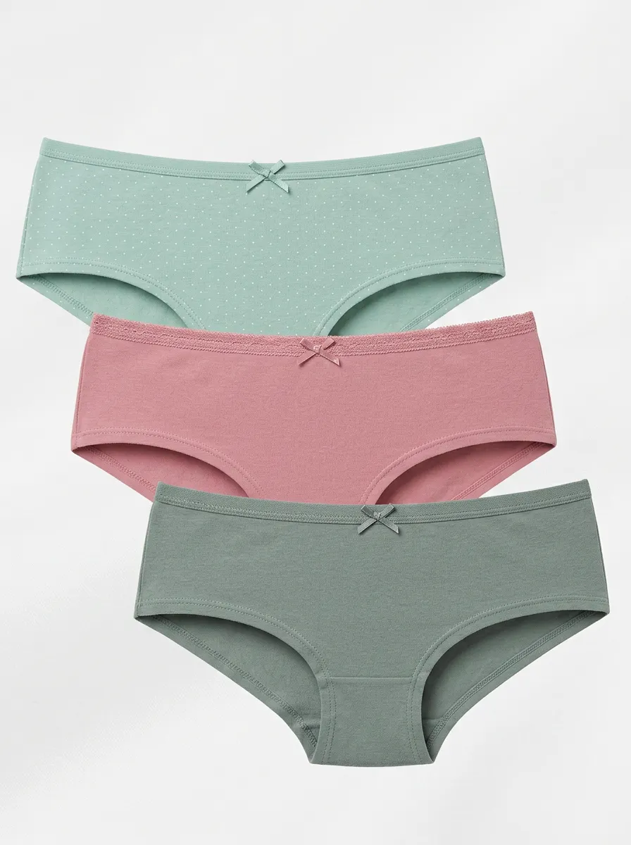 Minimalist Polka-Dot Women's Three-Piece Panty Set