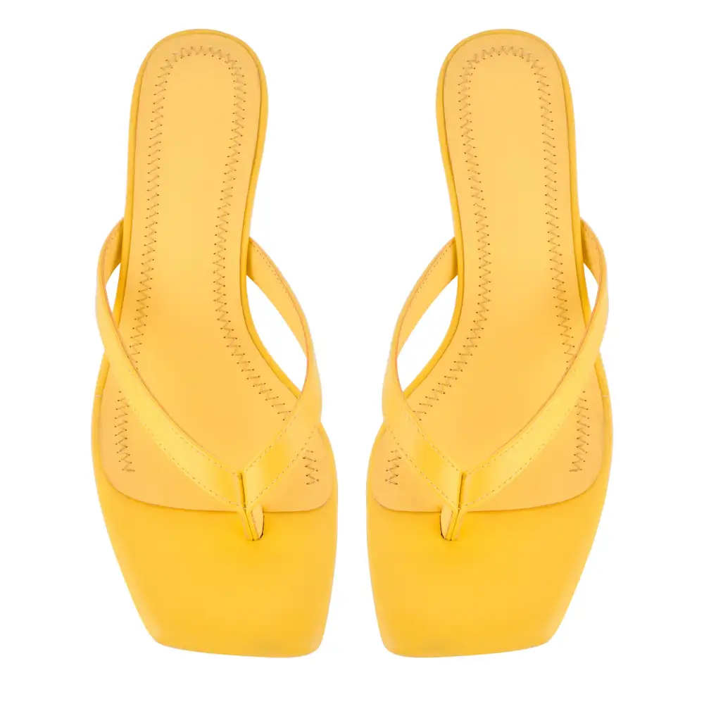 Square Toe Flip-Flop Kitten Heel Sandals