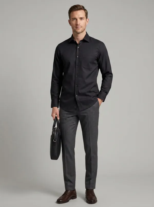 Men's Non-Iron Cotton Light Blue Long Sleeve Dress Shirt