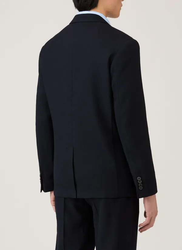 Unstructured Textured Wool Blazer
