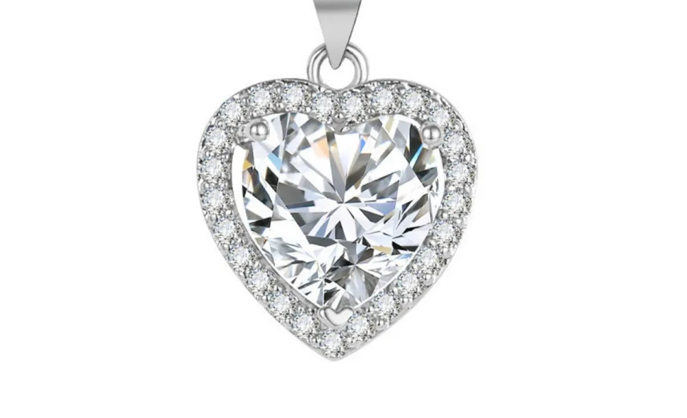 2 Carat Moissanite 925 Sterling Silver Heart Pendant